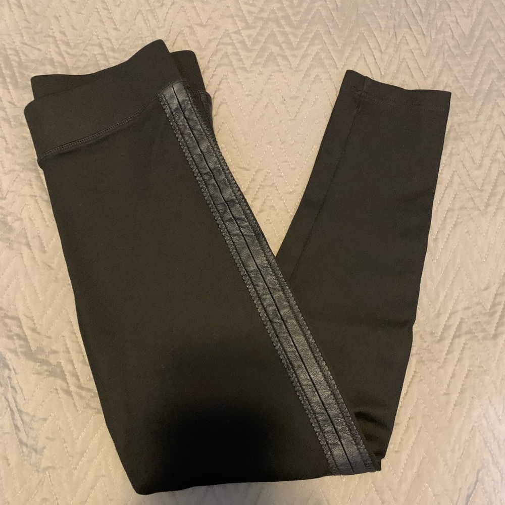 Top Shop leggings with leather stripe detailing